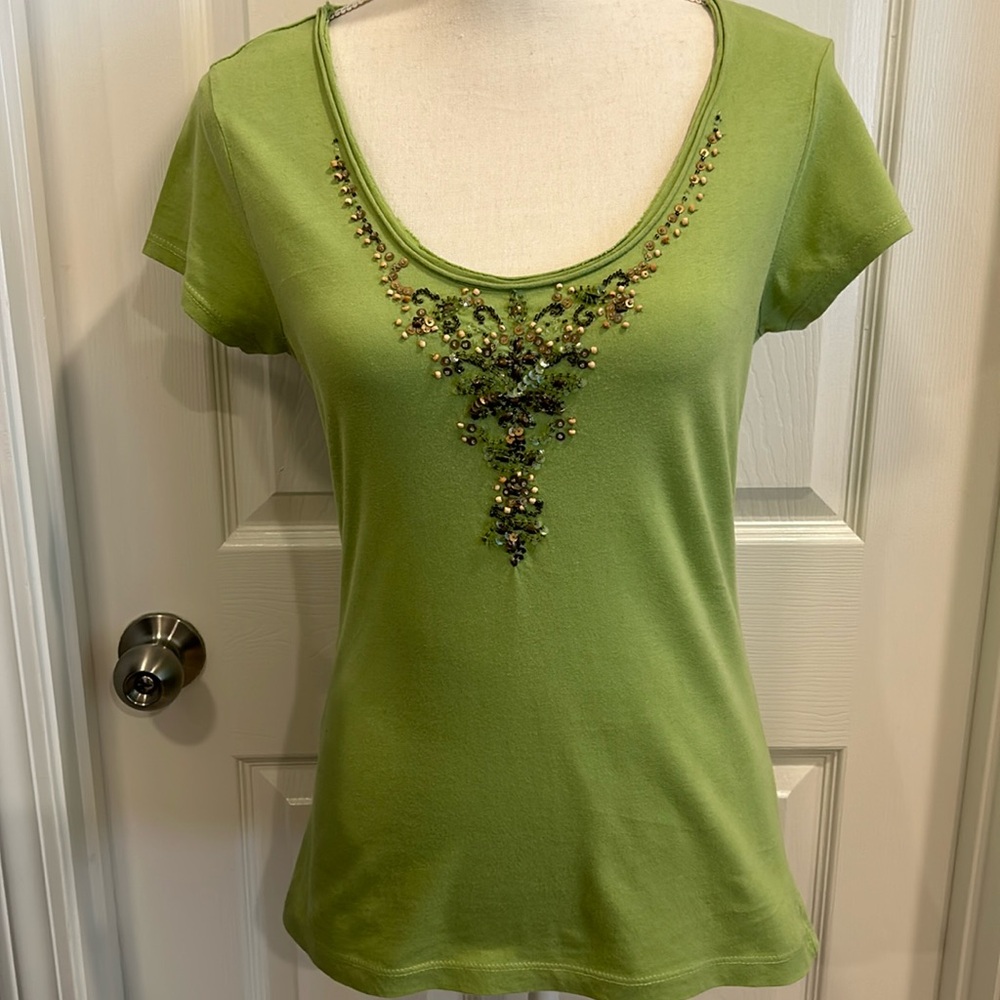 Style & co. size small green shirt with beading
